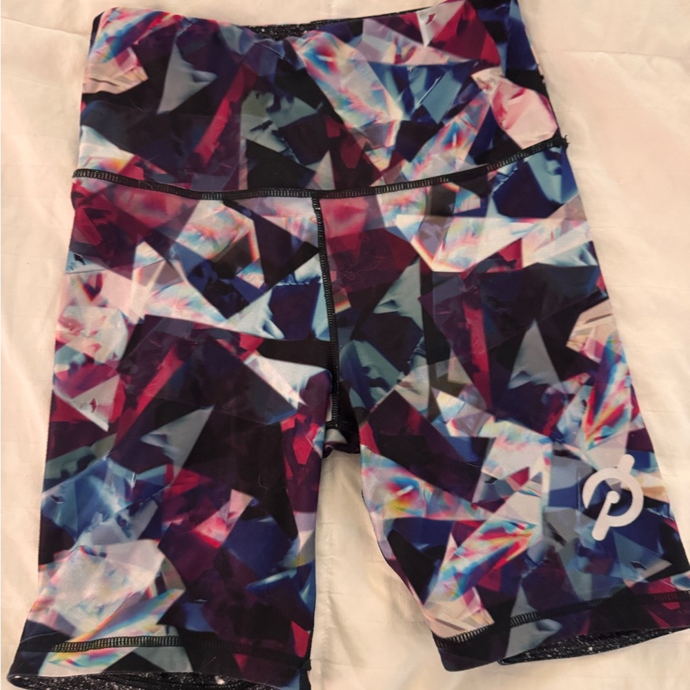 Peloton Red and Blue Bike Shorts with Compression Fit